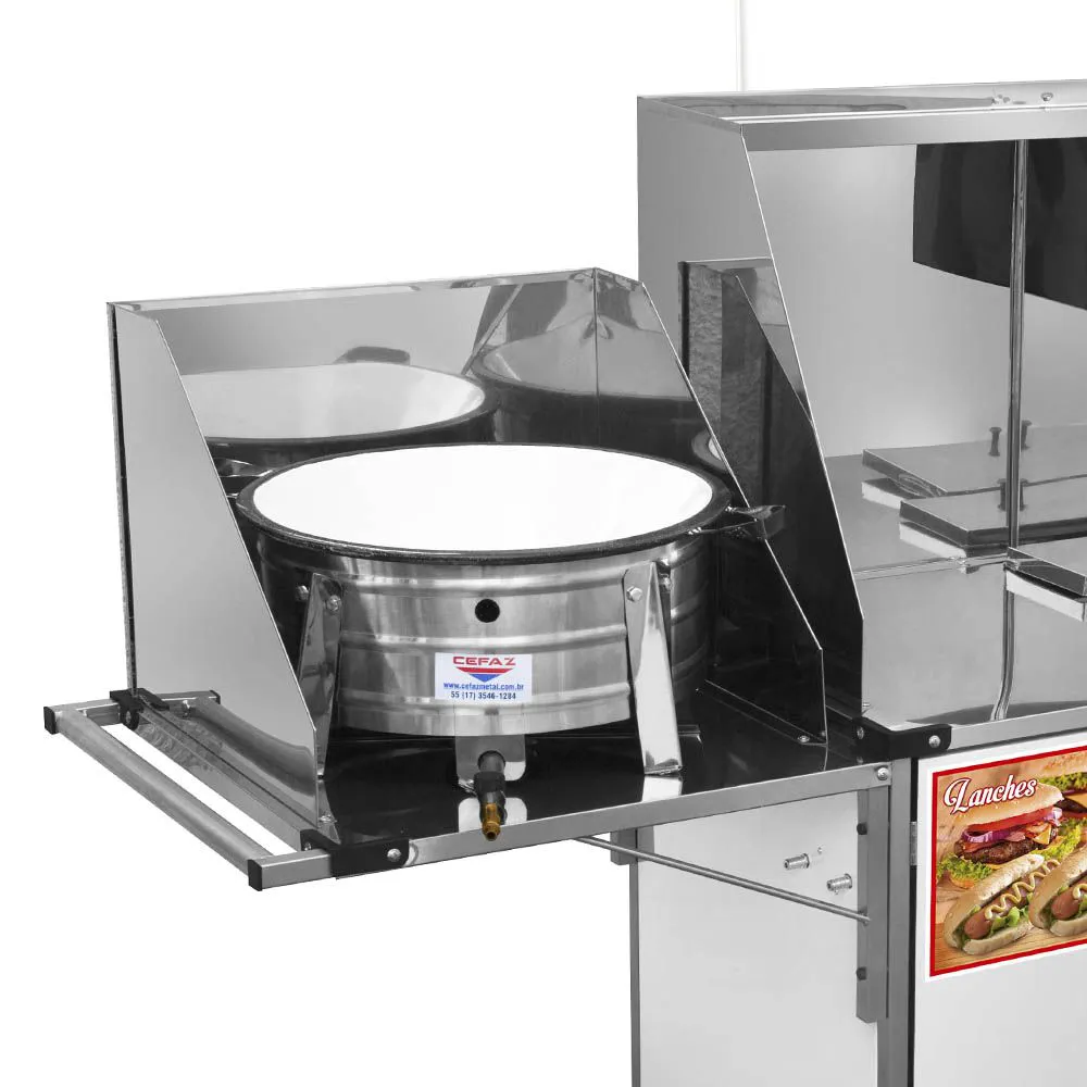 Carrinho 3 em 1 Cefaz Hot Dog Lanche e Salgado Luxo Branco Rodas Pneumáticas e Guarda Sol BL28P/GS - Imagem 3