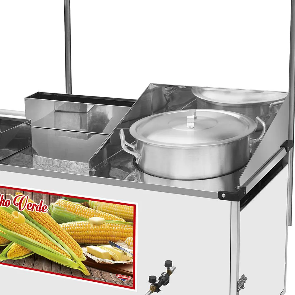 Carrinho de Milho Verde Cefaz Luxo Branco com Rodas Pneumáticas e Toldo BL24P/T - Imagem 2