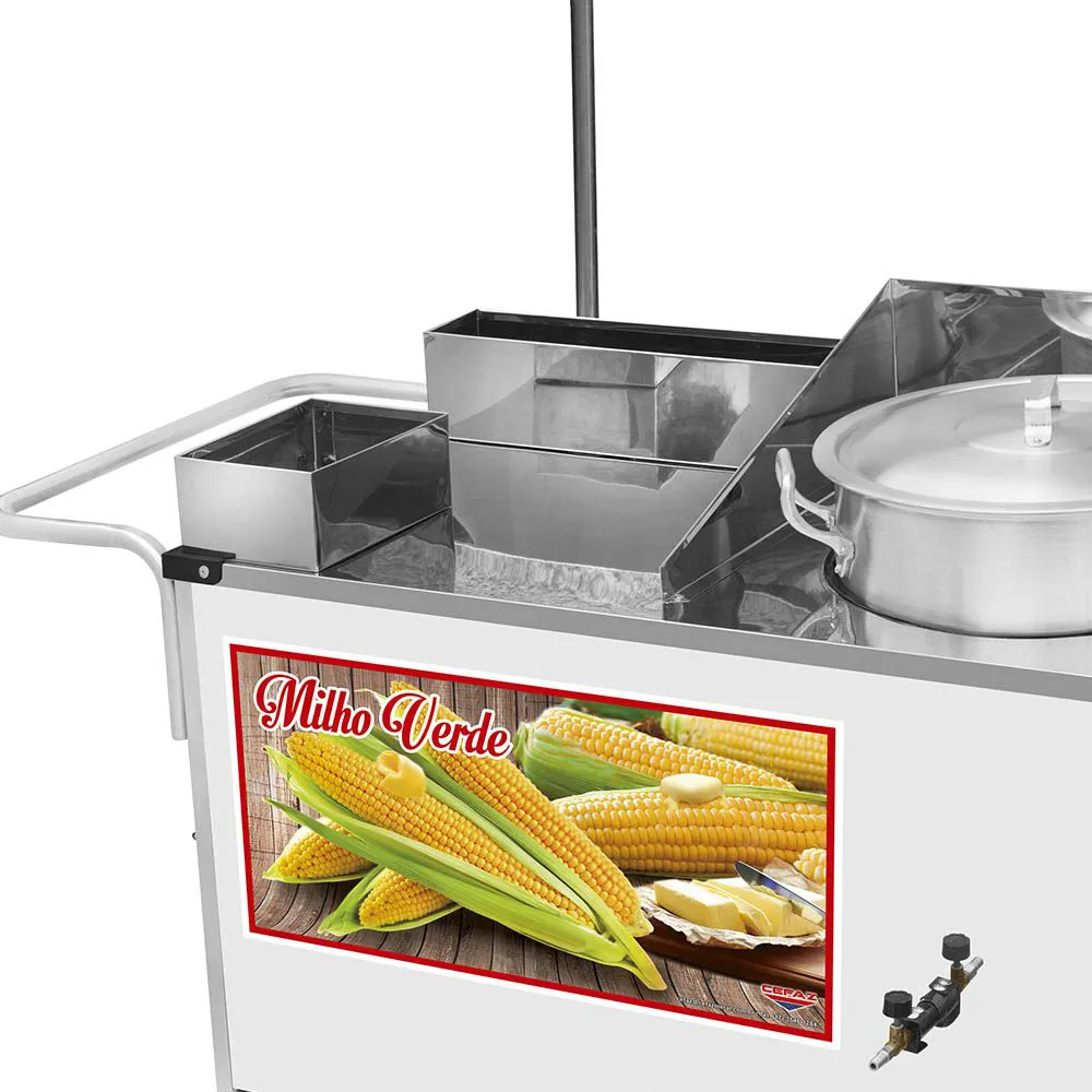 Carrinho de Milho Verde Cefaz Luxo Branco com Rodas Pneumáticas e Toldo BL24P/T - Imagem 3