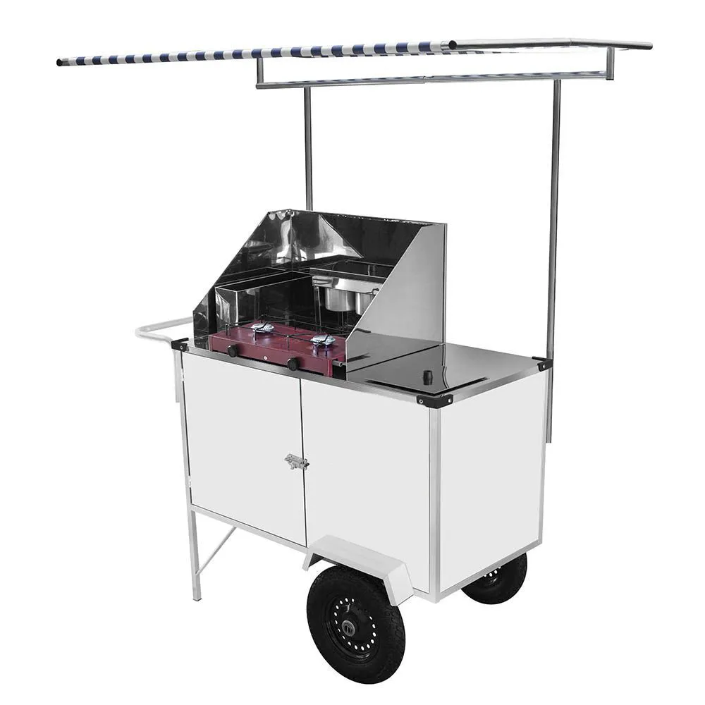 Carrinho de Tapioca Cefaz Luxo Branco Rodas Pneumáticas e T