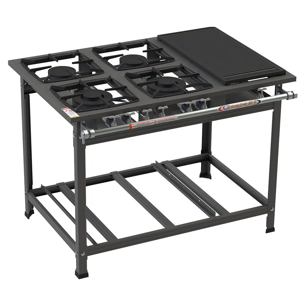 Fogão Industrial Itajobi 4 Bocas com 2 Bocas Duplas Baixa Pressão com Chapa Ativo P7